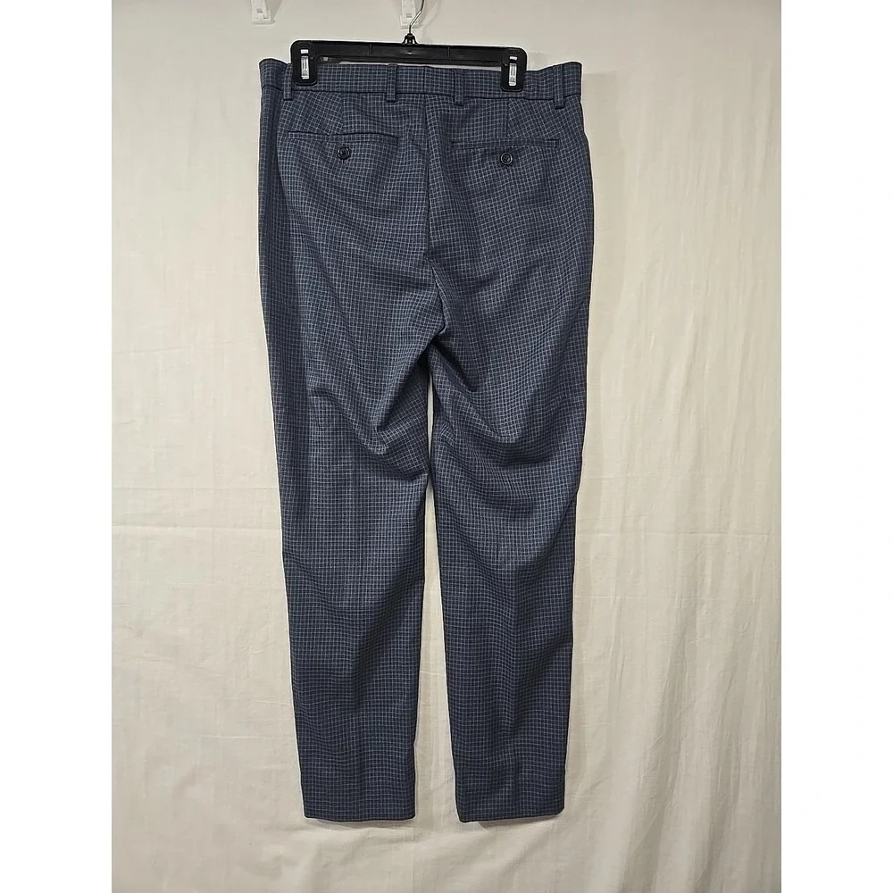 BANANA REPUBLIC Slim Fit Stretch Blue Gray Check Dress Pants Men's 32x30 (32×29)